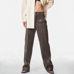 Zara Full Length Faux Leather Trousers | Brown/Taupe | REF 4369/252